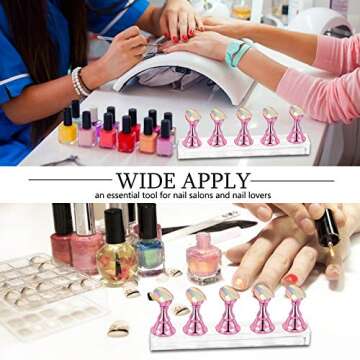 2 Sets Acrylic Nail Display Stand,Magnetic Nail Tip Practice Holders,Training Fingernail,Nail Art Stands For Salon Home,Nail Holder For Painting Nails,Manicure Tools (Metal Pink)