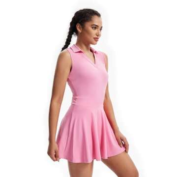 Trendy Polo Golf Tennis Dress with Built-In Shorts for Women
