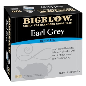 Premium Bigelow Earl Grey Black Tea - 100 Count, Individually Wrapped