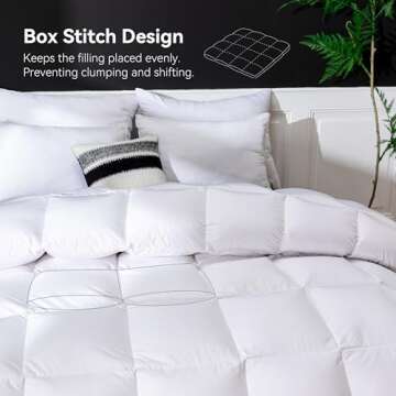 LESNNCIER Luxury Goose Feathers Down Comforter King Size, 750 FP Fluffy All Season Duvet Insert King, Ultra-Soft Hotel Bedding Comforter with Sorona Fill (White, 106x90 Inches)