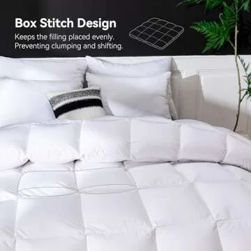 LESNNCIER Luxury Goose Feathers Down Comforter King Size, 750 FP Fluffy All Season Duvet Insert King, Ultra-Soft Hotel Bedding Comforter with Sorona Fill (White, 106x90 Inches)
