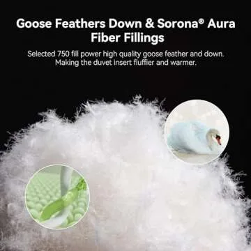 LESNNCIER Luxury Goose Feathers Down Comforter King Size, 750 FP Fluffy All Season Duvet Insert King, Ultra-Soft Hotel Bedding Comforter with Sorona Fill (White, 106x90 Inches)
