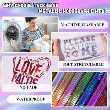 TECKWRAP Metallic Holographic Heat Transfer Vinyl 8 Sheets