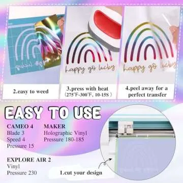 TECKWRAP Metallic Holographic Heat Transfer Vinyl 8 Sheets