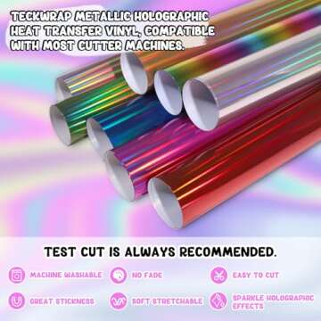 TECKWRAP Metallic Holographic Heat Transfer Vinyl 8 Sheets