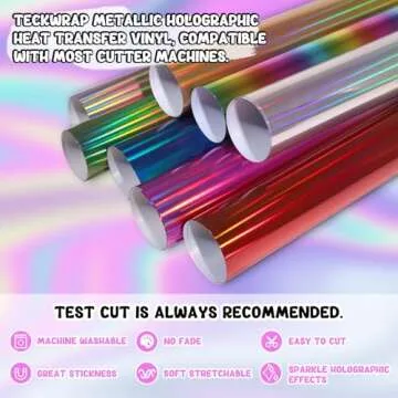 TECKWRAP Metallic Holographic Heat Transfer Vinyl 8 Sheets