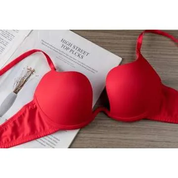 ZUKULIFE Women's Essentials Deep U Multi-Way Push Up Convertible Low Cut Plunge Bra - (Pink 34C)