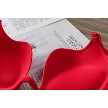 ZUKULIFE Women's Essentials Deep U Multi-Way Push Up Convertible Low Cut Plunge Bra - (Pink 34C)