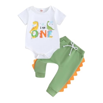 First Birthday Boy Outfit - Cute Dinosaur Clothes for 1 Year Old