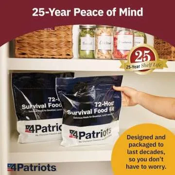 4Patriots 72-Hour Survival Food Kit: Emergency Food Supply Designed to Last 25 Years, 20 Servings