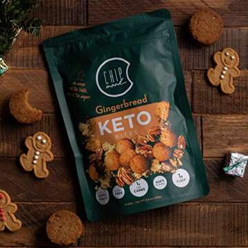 ChipMonk Keto Cookie Bites – Delicious, Low Carb, Diabetic Friendly, 1g Net Carb, Gluten Free, Sugar Free Keto Bites Sweetened with Allulose & Monk Fruit (Gingerbread, 1 Pouch (8 Bites))