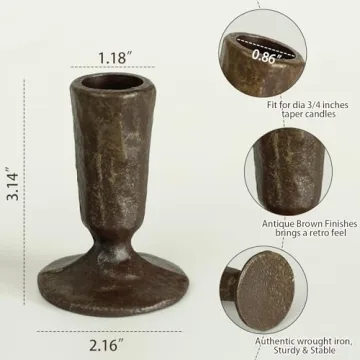 Elegant Handcrafted Black & Gold Iron Candle Holders