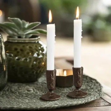 Elegant Handcrafted Black & Gold Iron Candle Holders