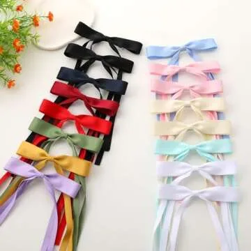 WORTL 16 PCS Hair Bows for Women,Hair Ribbon Hair Bows With Long Tail,Hair Bow Clips Hair Barrettes for Women Accessories