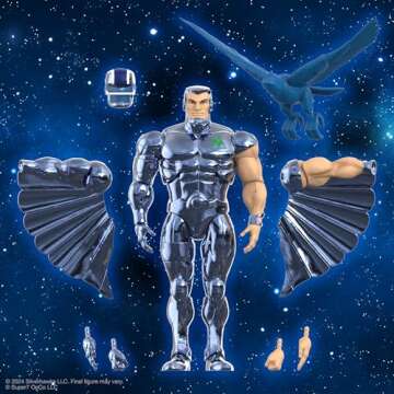 Super7 ULTIMATES! SilverHawks Steelwill (VAC Metal Toy Version) - 7" SilverHawks Action Figure with ...