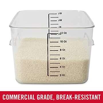 Rubbermaid Commercial Products, Space Saving Square Food Storage Container, 12 Quart, Clear, for Kit...