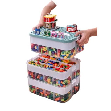 Stackable Lego Storage Organizer Adjustable Compartments Lids