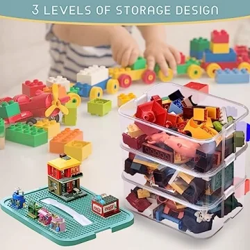 Stackable Lego Storage Organizer Adjustable Compartments Lids