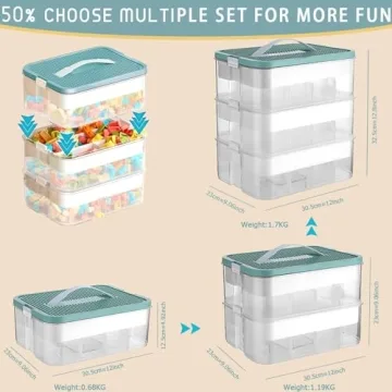 Stackable Lego Storage Organizer Adjustable Compartments Lids