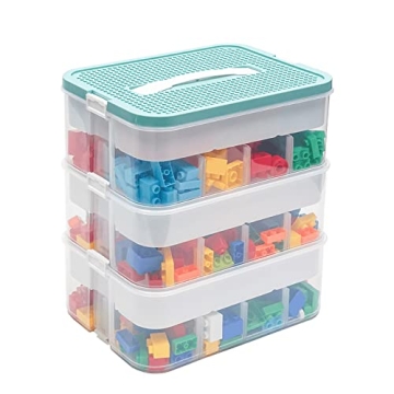 Stackable Lego Storage Organizer Adjustable Compartments Lids