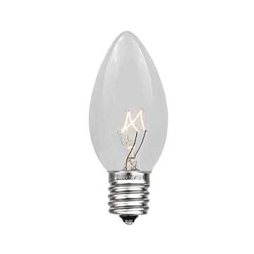 C9 Clear 100 Foot Christmas String Light Set - Outdoor Christmas Light String - Hanging Christmas Lights - Roofline Light String - Outdoor Patio String Lights - Green Wire - 125 Bulbs