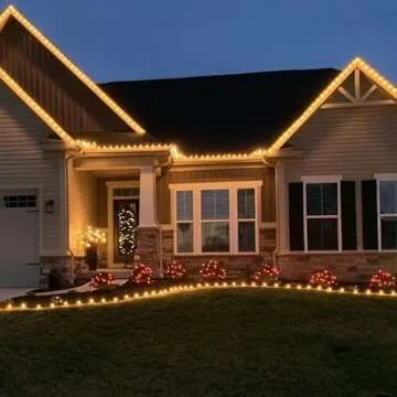 C9 Clear 100 Foot Christmas String Light Set - Outdoor Christmas Light String - Hanging Christmas Lights - Roofline Light String - Outdoor Patio String Lights - Green Wire - 125 Bulbs