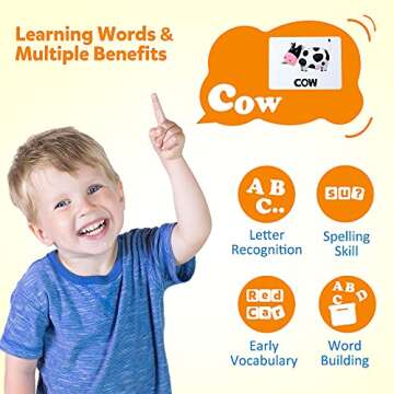 Coogam Wooden Blocks Spelling Game, Color Alphabet Letters Matching Flash Cards ABC Cubes Sight Words Learning Educational Montessori Puzzle Gift for Preschool Kids Boys Girls Age 3 4 5 Years Old