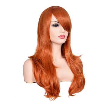 morvally 23" Long Wig Big Wavy Heat Resistant Synthetic Straight Hair with Bangs for Cosplay Costume...