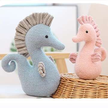 Ruzucoda Stuffed Sea Horse Plush Animals Toys Seahorse Dolls Decorations Gifts for Kids Boys Girls 8.6 Inches (Blue)