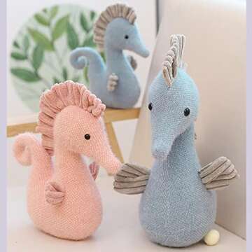 Ruzucoda Stuffed Sea Horse Plush Animals Toys Seahorse Dolls Decorations Gifts for Kids Boys Girls 8.6 Inches (Blue)