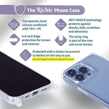 Richie Luxury Phone Wallet Case for Women for iPhone 13 Pro Case with Strap - Includes Crossbody Pea...