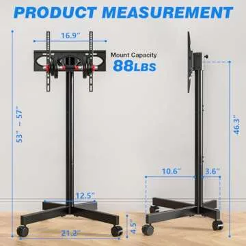 Rfiver Mobile TV Cart - Adjustable Stand for TVs 23-60"