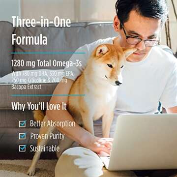 Nordic Naturals Omega Focus, Lemon - 60 Soft Gels - 1280 mg Omega-3 + Citicoline & Bacopa Monnieri Extract - Focus, Attention, Memory, Brain Health - Non-GMO - 30 Servings