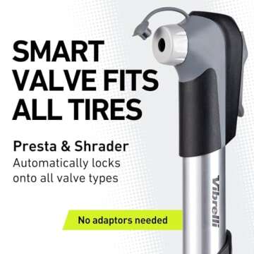 Mini Bike Pump & Glueless Puncture Repair Kit - Presta & Schrader Bicycle Pump - 120 PSI Tire Pump f...