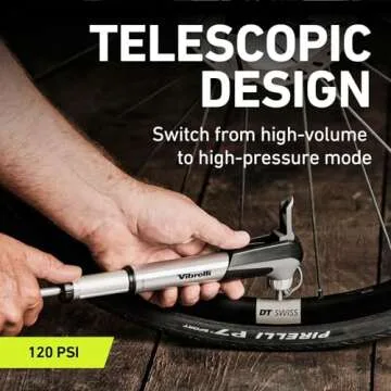 Mini Bike Pump & Glueless Puncture Repair Kit - Presta & Schrader Bicycle Pump - 120 PSI Tire Pump for Road & MTB - No Valve Changing Needed