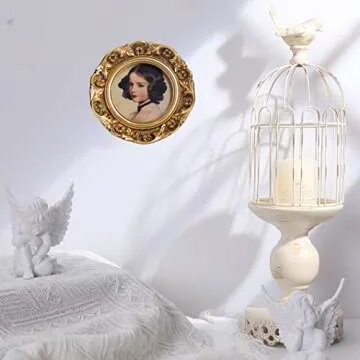 VINLIFE 3x3 Vintage Picture Frames in Antique Gold with Floral Design