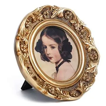 VINLIFE 3x3 Vintage Picture Frames in Antique Gold with Floral Design