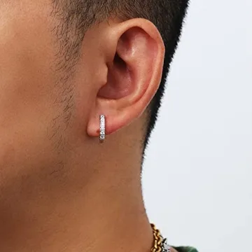 ALEXCRAFT Sterling Silver Hoop Earrings Set with Zirconia