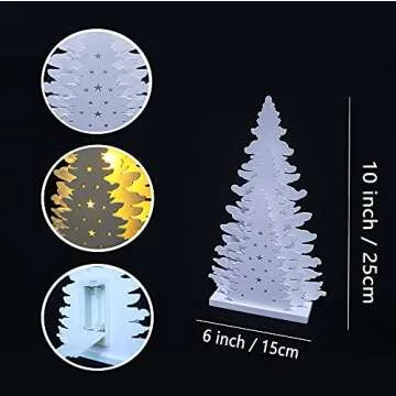 Wooden Christmas Tree Tabletop Decor with LED Lights