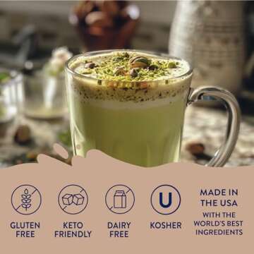 Jordan's Skinny Syrups Sugar Free Coffee Syrup, Pistachio Flavor Drink Mix, Zero Calorie Flavoring for Chai Latte, Protein Shake, Food & More, Gluten Free, Keto Friendly, 25.4 Fl Oz, 1 Pack