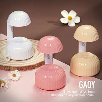 GAOY Mini UV Light for Gel Nails, Small Nail Cure Light, Mushroom LED Nail Lamp, USB Nail Dryer for Fast Curing, Pink