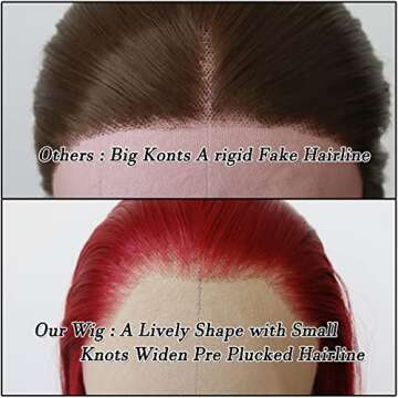 BTWTRY Red Synthetic Lace Front Wig for Fashion Lovers