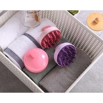 GAONSWOE 3 Pack Hair Scalp Massager Shampoo Brush with Soft Silicone Bristles for Dandruff Removal &...