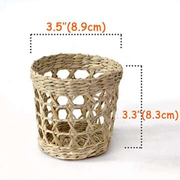 MadeTerra Set of 6 Pack Wicker Woven Cup Holders Heat Resistant Hand Woven Drink Glass Cup Holder Chic Rustic Countryside Dining Table Kitchen Decor (D3.5 XH3.3)