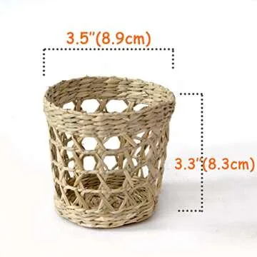 MadeTerra Set of 6 Pack Wicker Woven Cup Holders Heat Resistant Hand Woven Drink Glass Cup Holder Chic Rustic Countryside Dining Table Kitchen Decor (D3.5 XH3.3)
