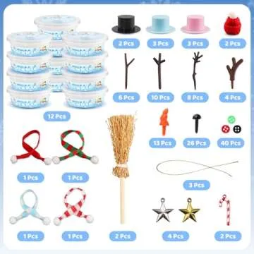 SpringFlower 12 Pack Christmas Craft, DIY Snowman Kit for Kids, Snowman Kit Indoor Decorations, Xmas Craft Xmas Activities Party Supply for Classroom School Home, Christmas Gift for Kids