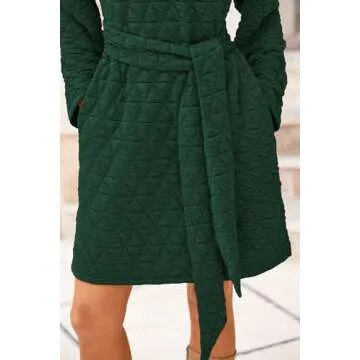 PRETTYGARDEN Cozy Long Sleeve Quilted Dress with Pockets