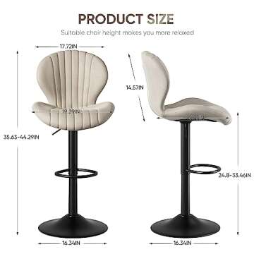 Nalupatio Bar Stools Set of 2 Modern Swivel Bar Chairs, Barstools Counter Height with High Backrest,...