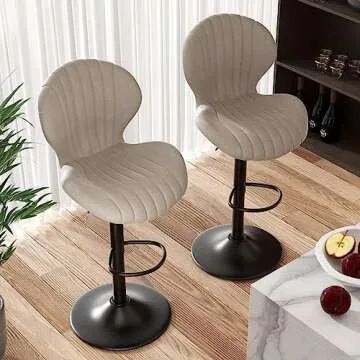 Nalupatio Bar Stools Set of 2 Modern Swivel Bar Chairs, Barstools Counter Height with High Backrest, Easy 3-5 Minute Assembly for Bar, Kitchen, Dining Room Beige