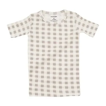 AVAUMA Baby Boys Girls Pajama Set 6M-7T Kids Toddler Snug fit Pattern Design Pjs Cotton Sleepwear (Check_Short L-Beige M)